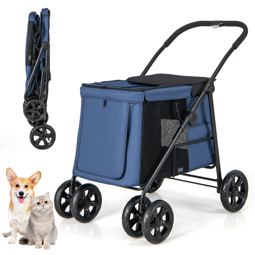 Folding Pet Stroller for Small and Medium Pets with Breathable Mesh andx - view 4