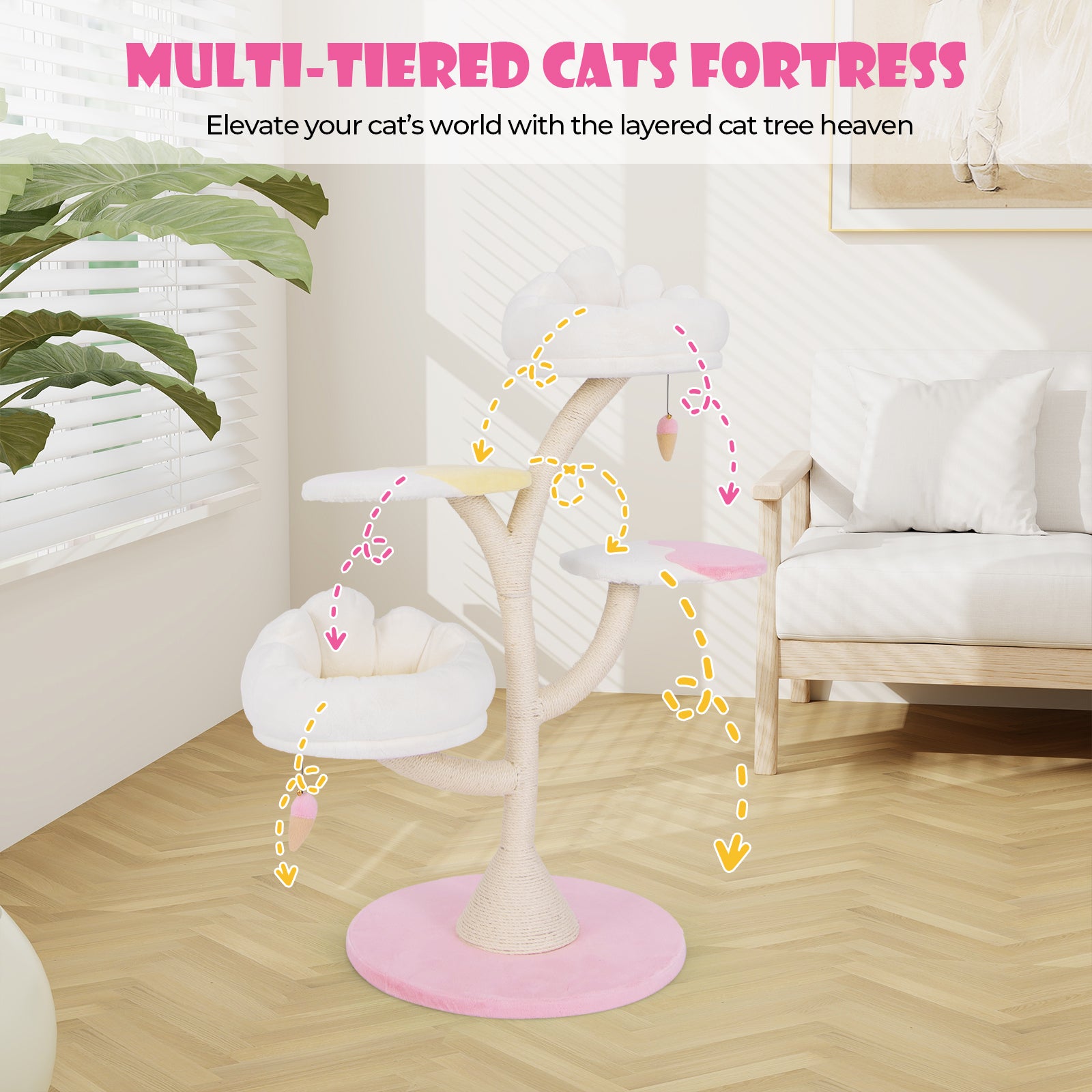 Multi-Layer Cat Tree Cat Tower with 2 Cat Perches 2 Platforms - view 7