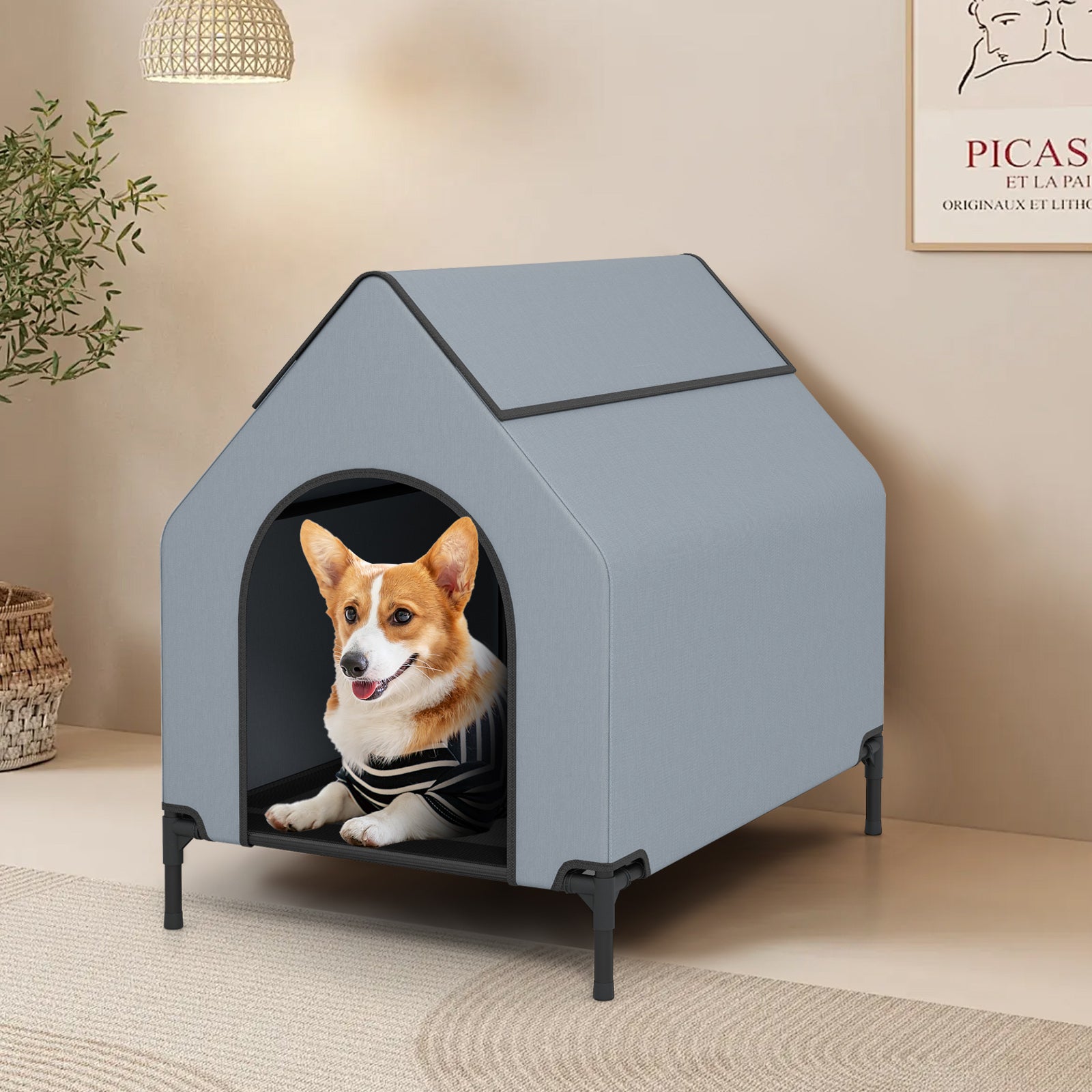 Large/Middle/Small Outdoor Elevated Pet House with Ventilated Windows Pet - view 2