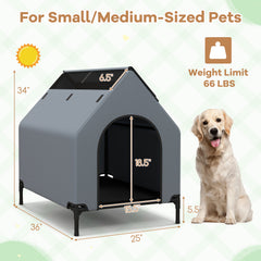 Large/Middle/Small Outdoor Elevated Pet House with Ventilated Windows Pet - view 4