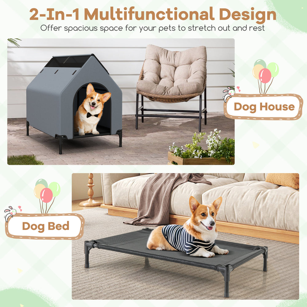 Large/Middle/Small Outdoor Elevated Pet House with Ventilated Windows Pet - view 8