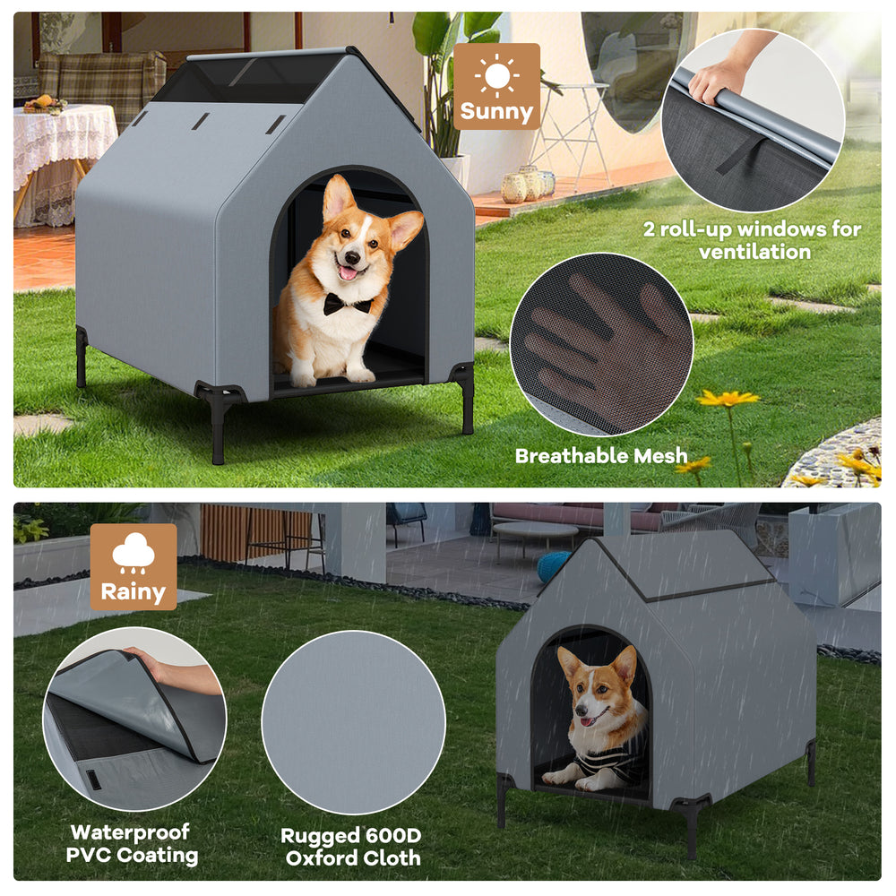 Large/Middle/Small Outdoor Elevated Pet House with Ventilated Windows Pet - view 6