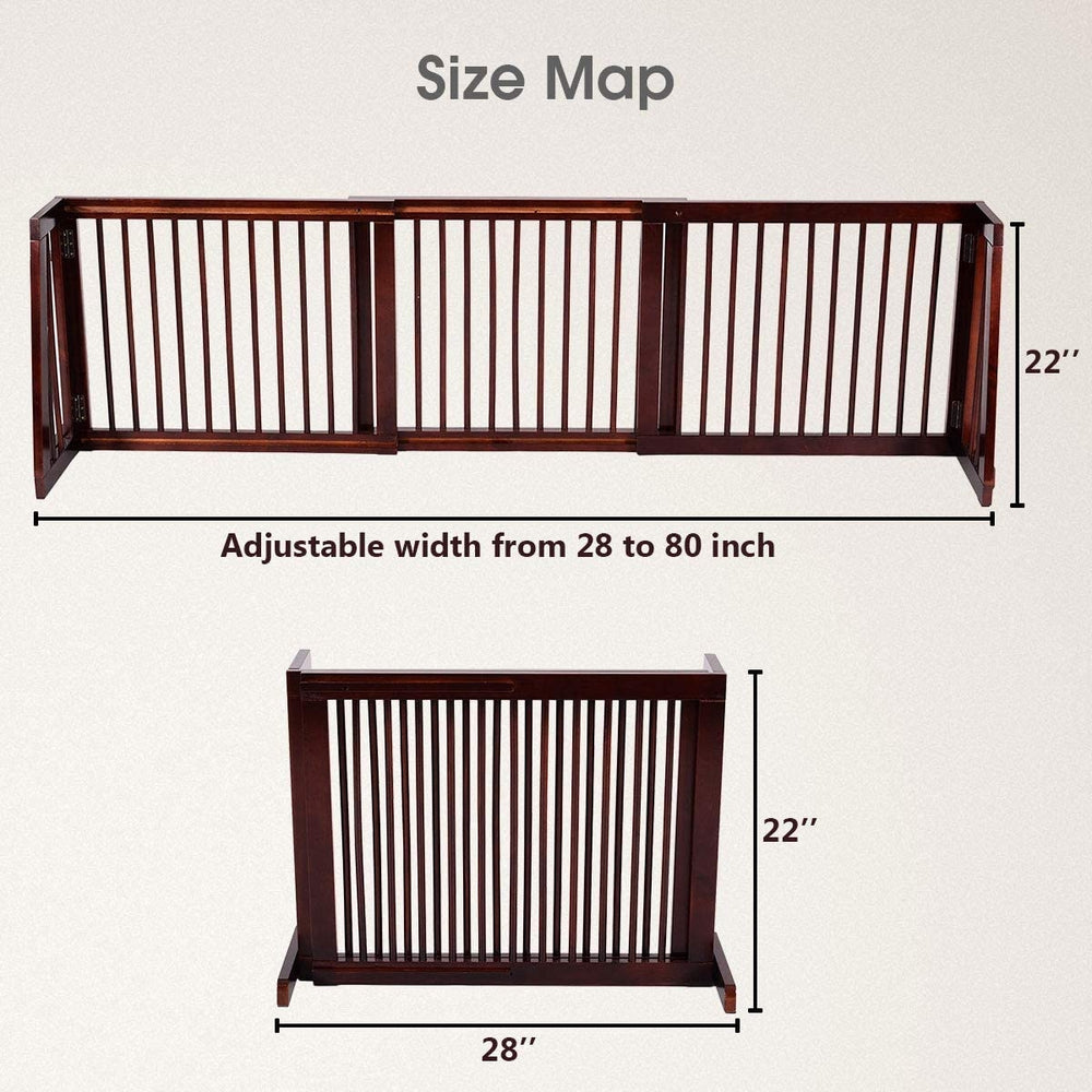 Folding Adjustable Free Standing 3 Panel Wood Fence Pet Gate - view 4