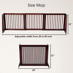 Folding Adjustable Free Standing 3 Panel Wood Fence Pet Gate - view 4