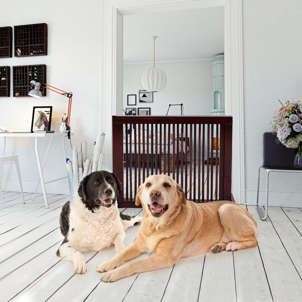 Folding Adjustable Free Standing 3 Panel Wood Fence Pet Gate - view 2