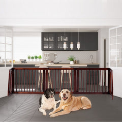 Folding Adjustable Free Standing 3 Panel Wood Fence Pet Gate - view 3