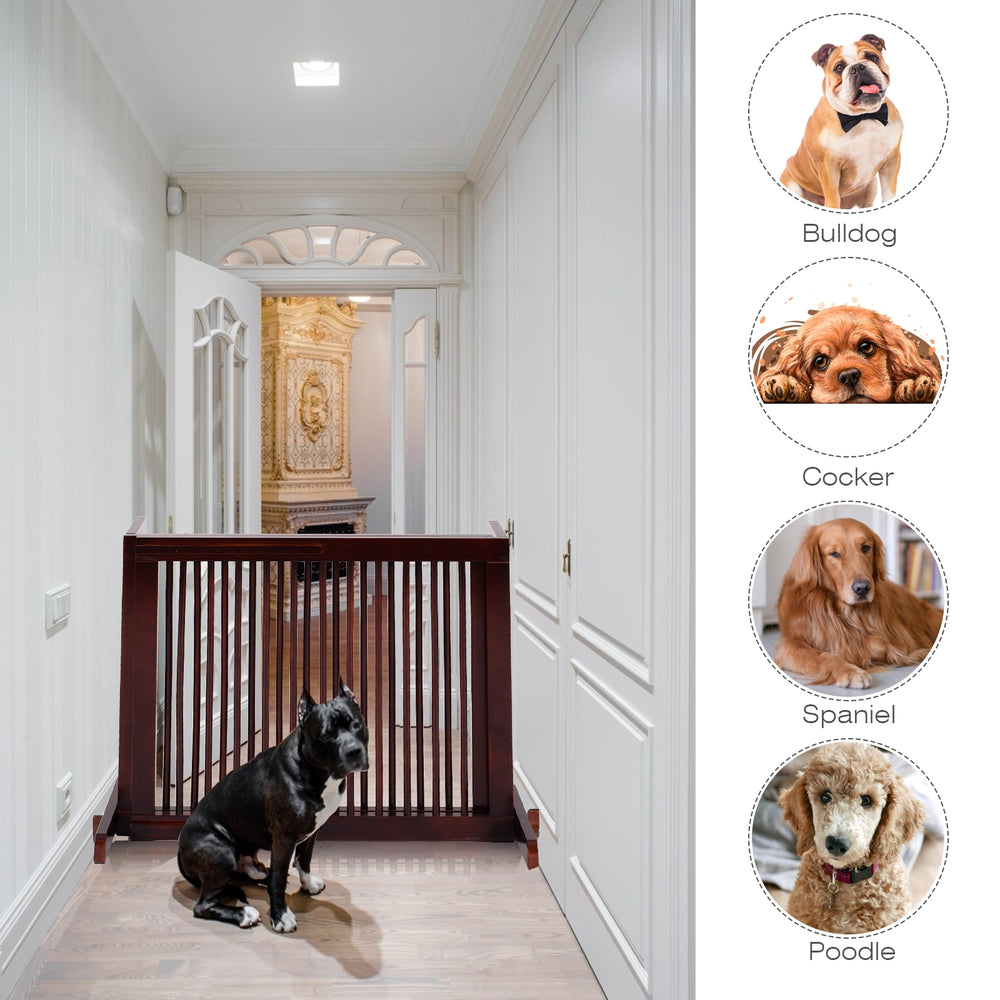 Folding Adjustable Free Standing 3 Panel Wood Fence Pet Gate - view 7