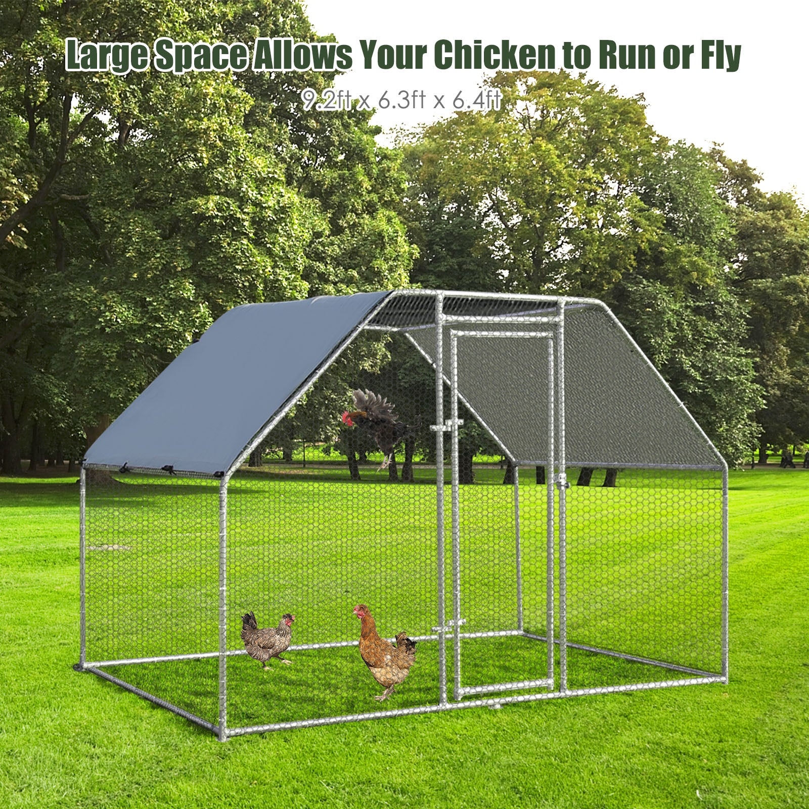 9.5 x 6.5 Feet Large Walk In Chicken Run Cage Chicken Coop - view 8