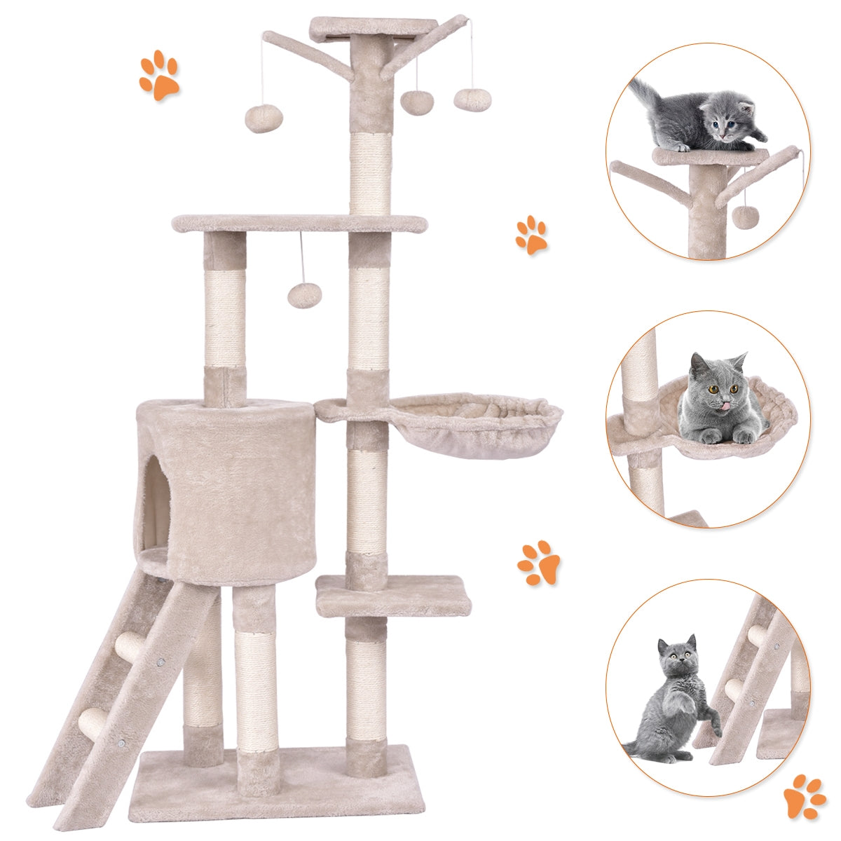 56 Inch Condo Scratching Posts Ladder Cat Play Tree - view 7