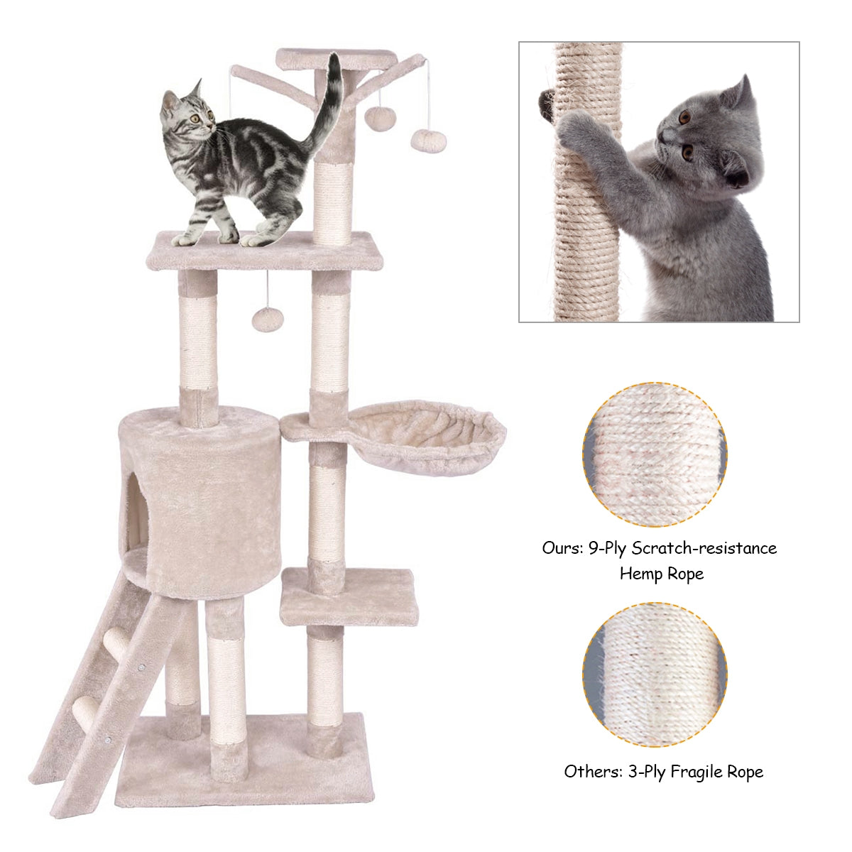 56 Inch Condo Scratching Posts Ladder Cat Play Tree - view 6