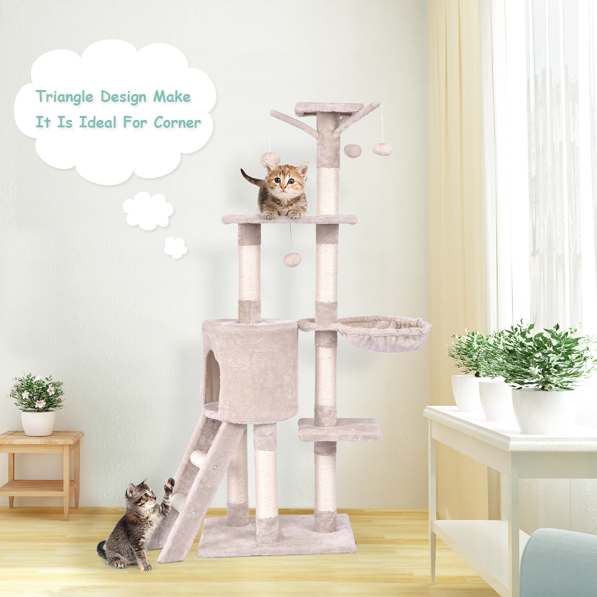 56 Inch Condo Scratching Posts Ladder Cat Play Tree - view 3