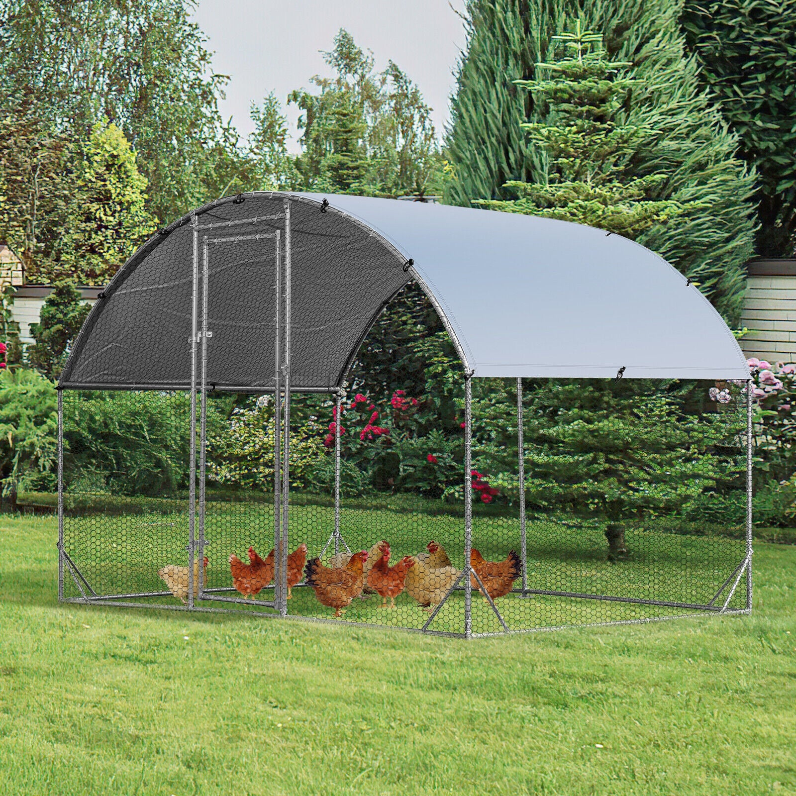 6.2 Feet/12.5 Feet/19 Feet Large Metal Chicken Coop Outdoor Galvanized Dome - view 3