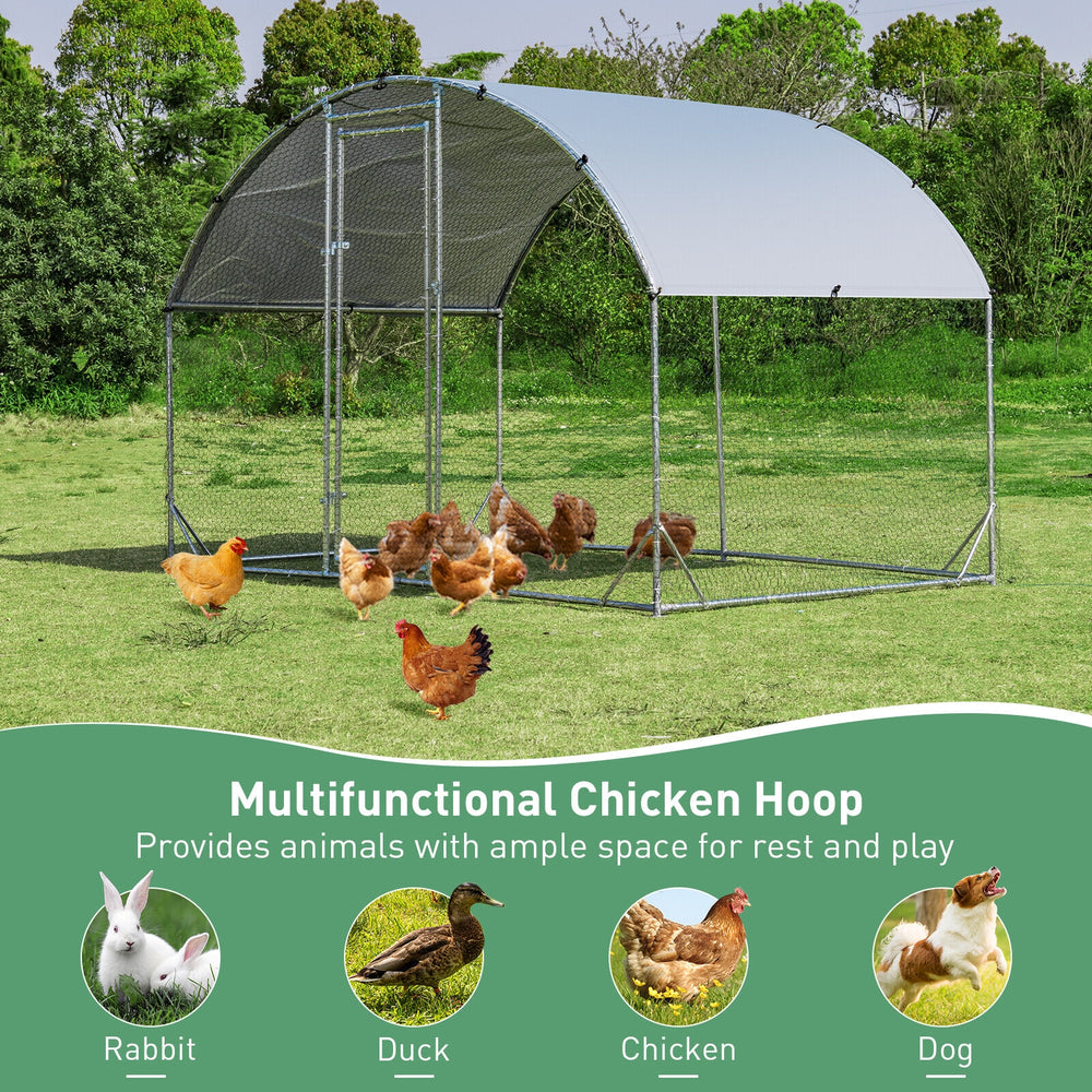 6.2 Feet/12.5 Feet/19 Feet Large Metal Chicken Coop Outdoor Galvanized Dome - view 6