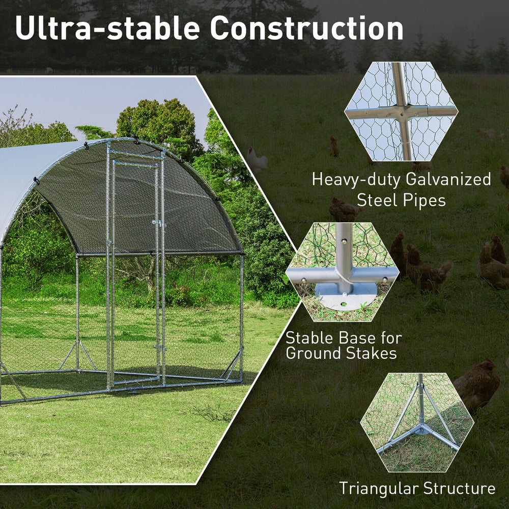 6.2 Feet/12.5 Feet/19 Feet Large Metal Chicken Coop Outdoor Galvanized Dome - view 8