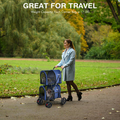 4-in-1 Double Pet Stroller with Detachable Carrier and Travel Carriage - view 3