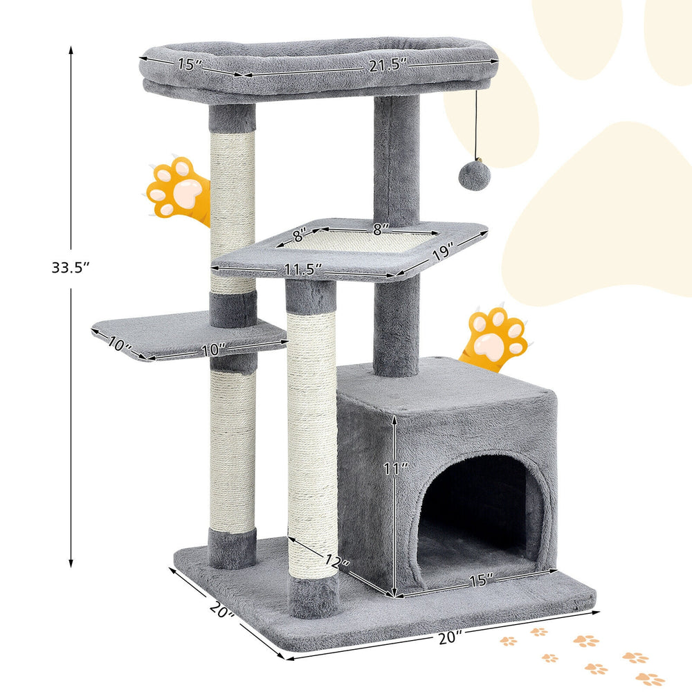 Cat Tree with Perch and Hanging Ball for Indoor Activity Play and Rest - view 5