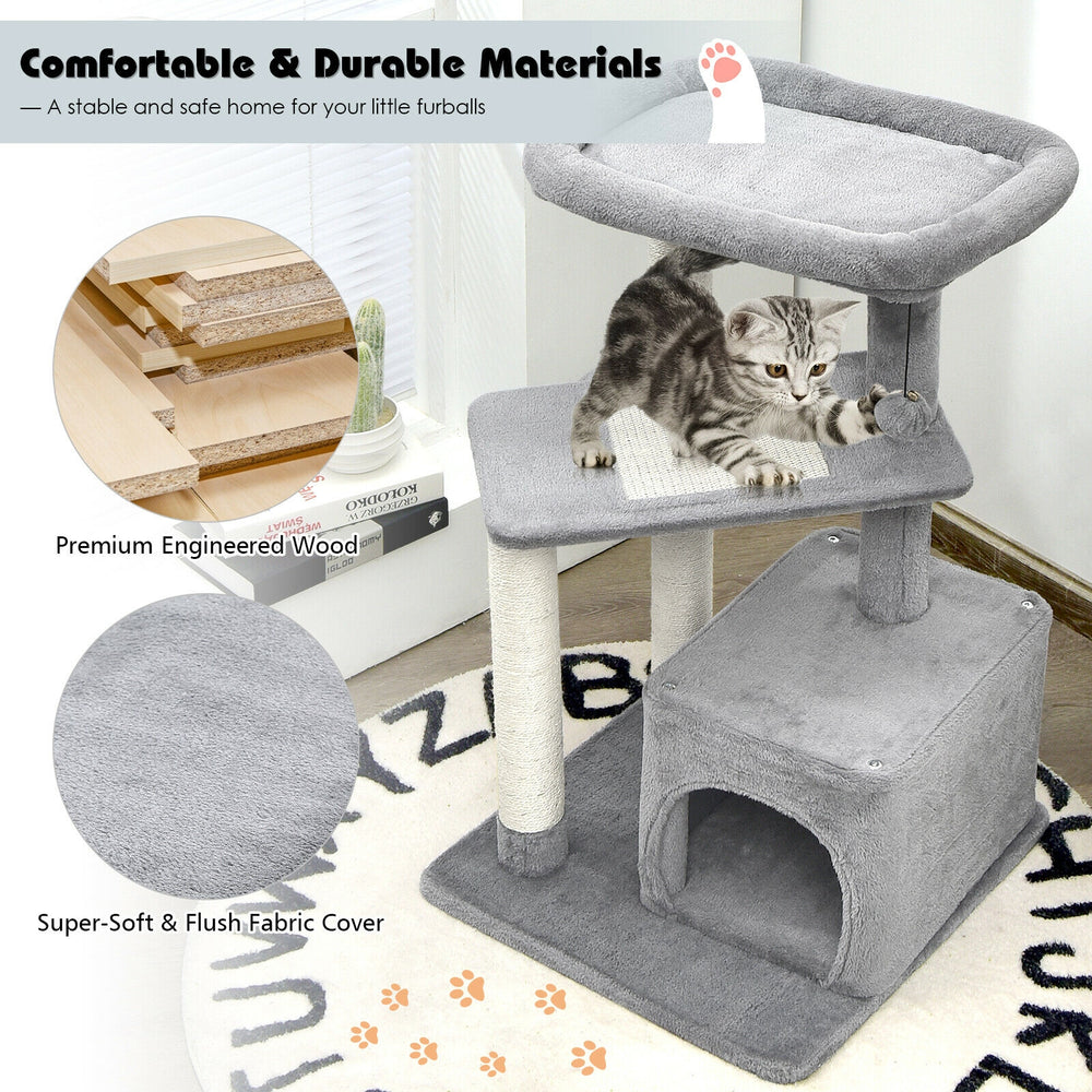 Cat Tree with Perch and Hanging Ball for Indoor Activity Play and Rest - view 8