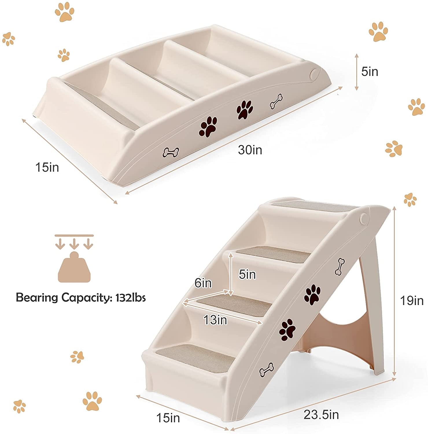 Collapsible Plastic Pet Stairs 4 Step Ladder for Small Dog and Cats - view 5