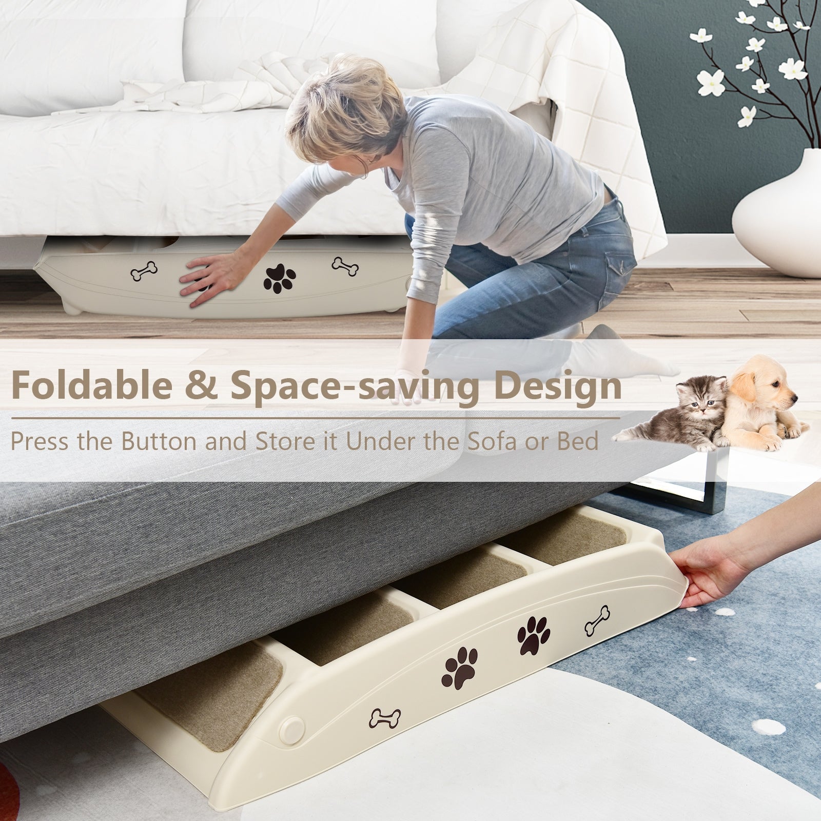 Collapsible Plastic Pet Stairs 4 Step Ladder for Small Dog and Cats - view 8