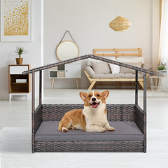 Wicker Dog House with Weatherproof Roof for Outdoor Dog Kennel - view 3