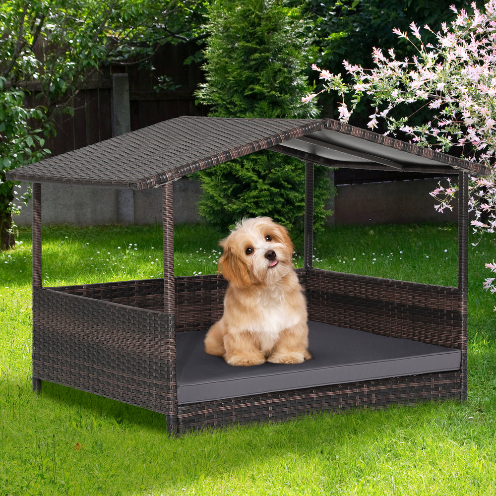 Wicker Dog House with Weatherproof Roof for Outdoor Dog Kennel - view 2