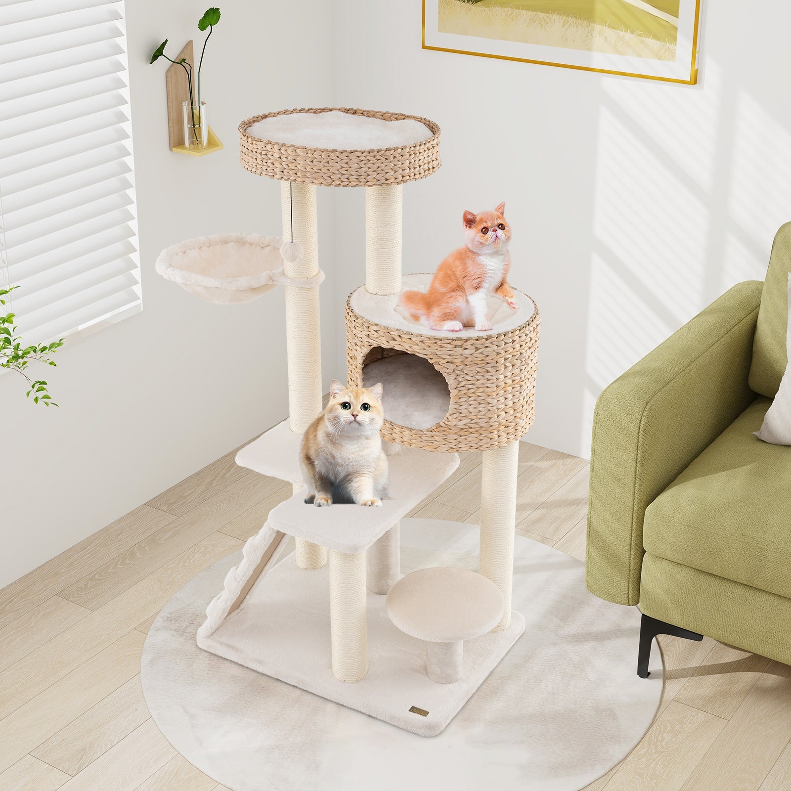 Modern Cat Tree for Indoor Cats with Cattail Fluff Condo and Top Perch - view 2