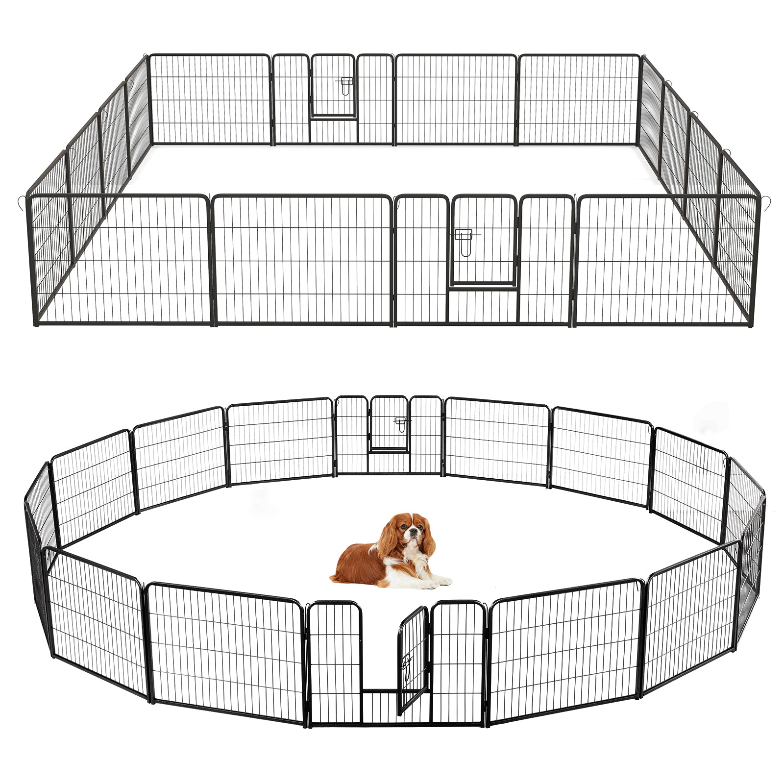 16 Panel 24/32/40 Inches Height Dog Playpen with Lock and Large Door-24 inches - view 4