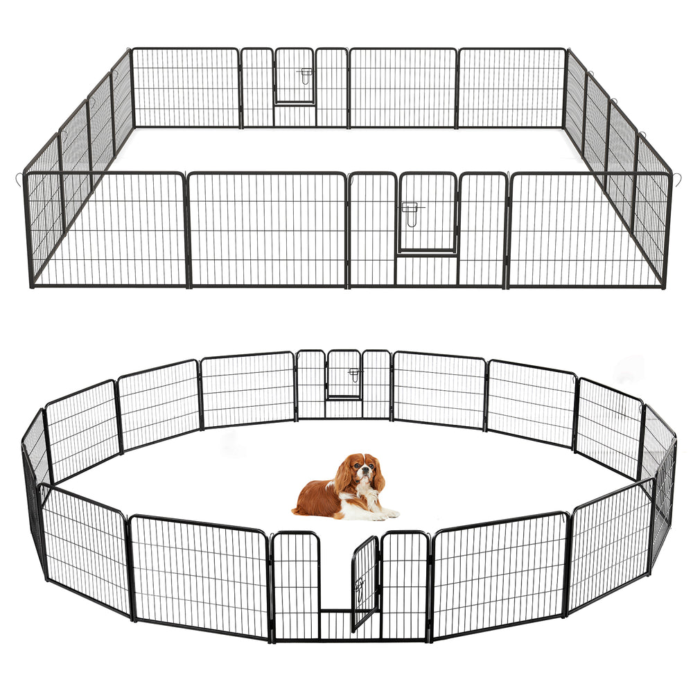 16 Panel 24/32/40 Inches Height Dog Playpen with Lock and Large Door-24 inches - view 4