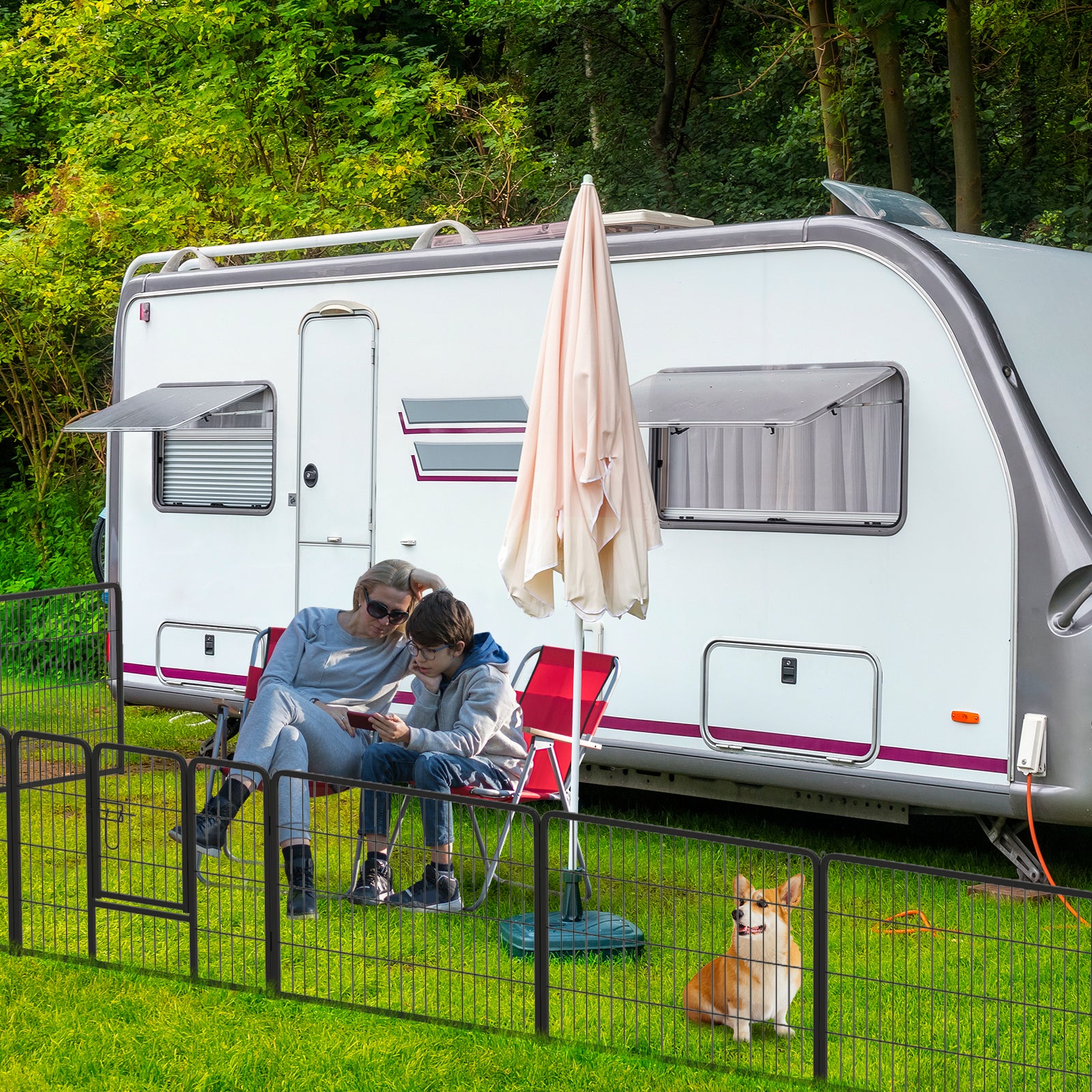 16 Panel 24/32/40 Inches Height Dog Playpen with Lock and Large Door-24 inches - view 2