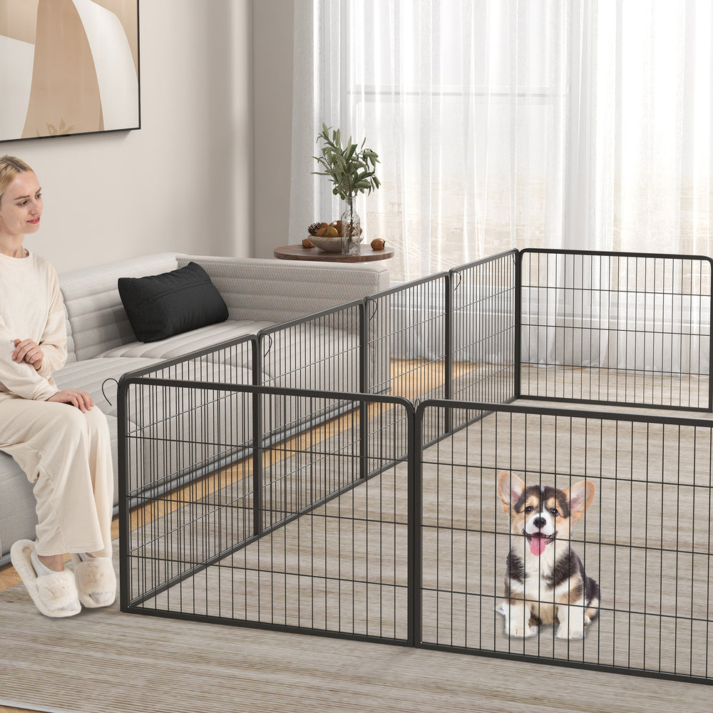 16 Panel 24/32/40 Inches Height Dog Playpen with Lock and Large Door-24 inches - view 3