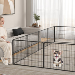 16 Panel 24/32/40 Inches Height Dog Playpen with Lock and Large Door-24 inches - view 3