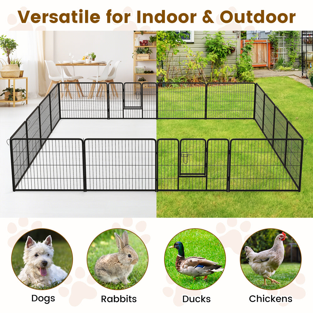 16 Panel 24/32/40 Inches Height Dog Playpen with Lock and Large Door-24 inches - view 8