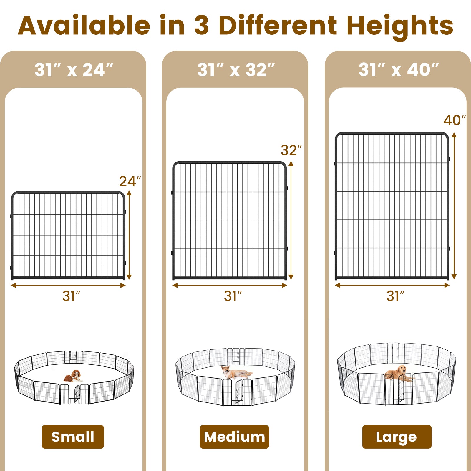 16 Panel 24/32/40 Inches Height Dog Playpen with Lock and Large Door-24 inches - view 6