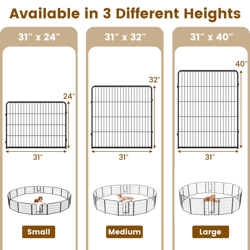 16 Panel 24/32/40 Inches Height Dog Playpen with Lock and Large Door-24 inches - view 6