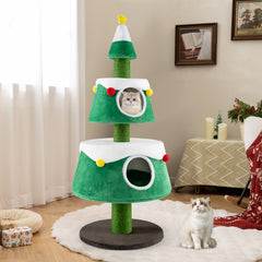 Christmas Cat Tree for Indoor Cats Cute Holiday Cat Tower with 2 Condos - view 3