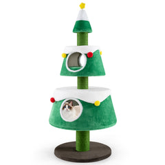 Christmas Cat Tree for Indoor Cats Cute Holiday Cat Tower with 2 Condos - view 4