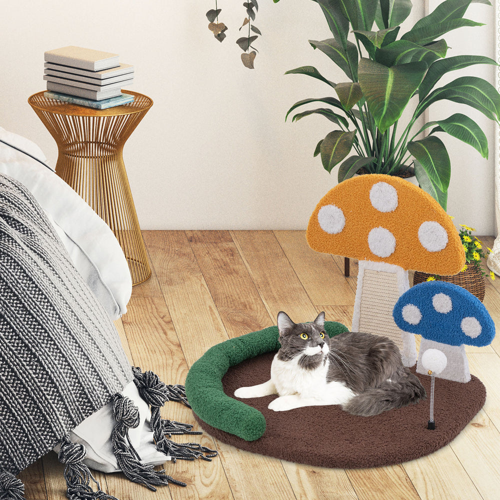 Mushroom Cat Bed Cat Claw Scratcher with Wide Bed and Sisal Scratch Panel Cat - view 2