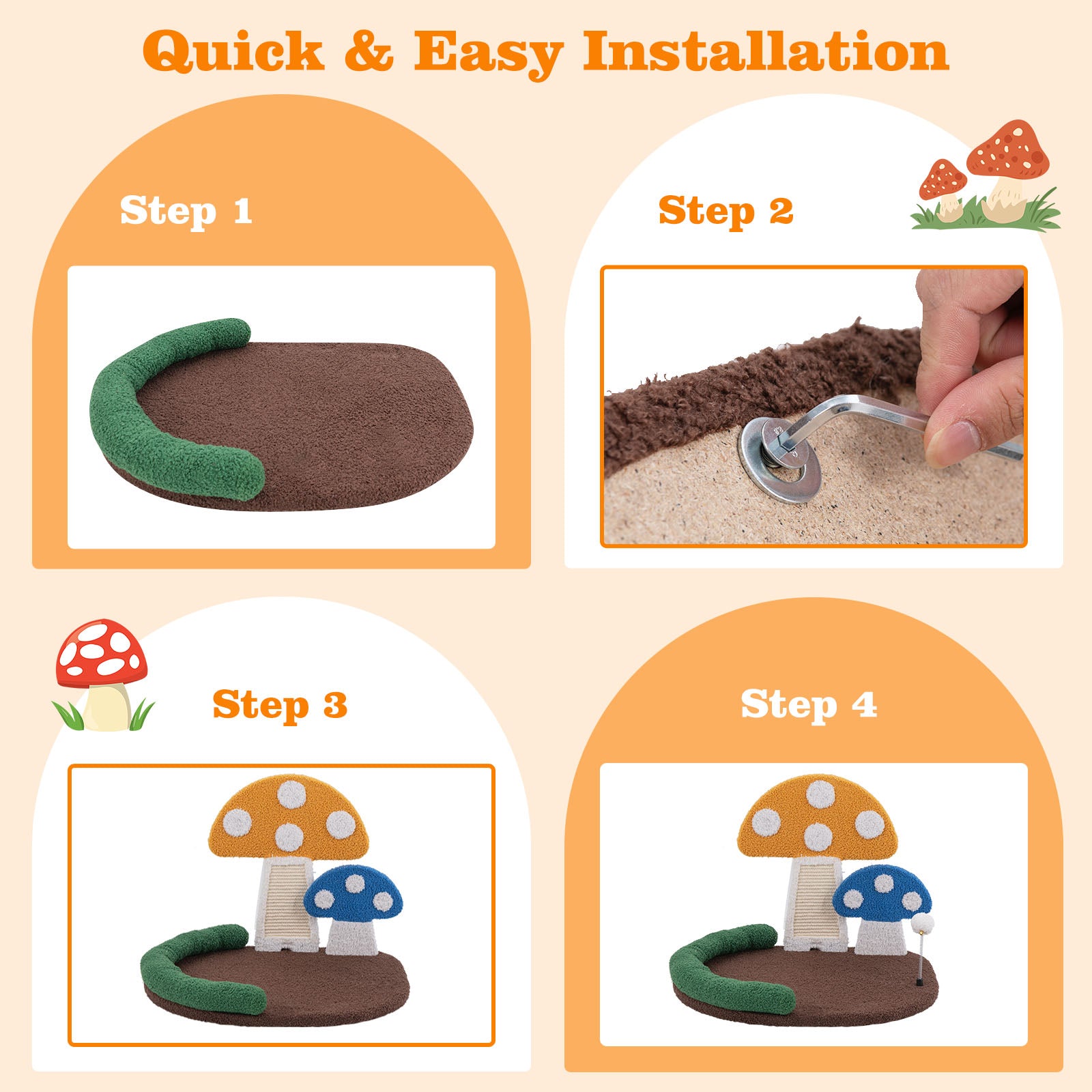 Mushroom Cat Bed Cat Claw Scratcher with Wide Bed and Sisal Scratch Panel Cat - view 8