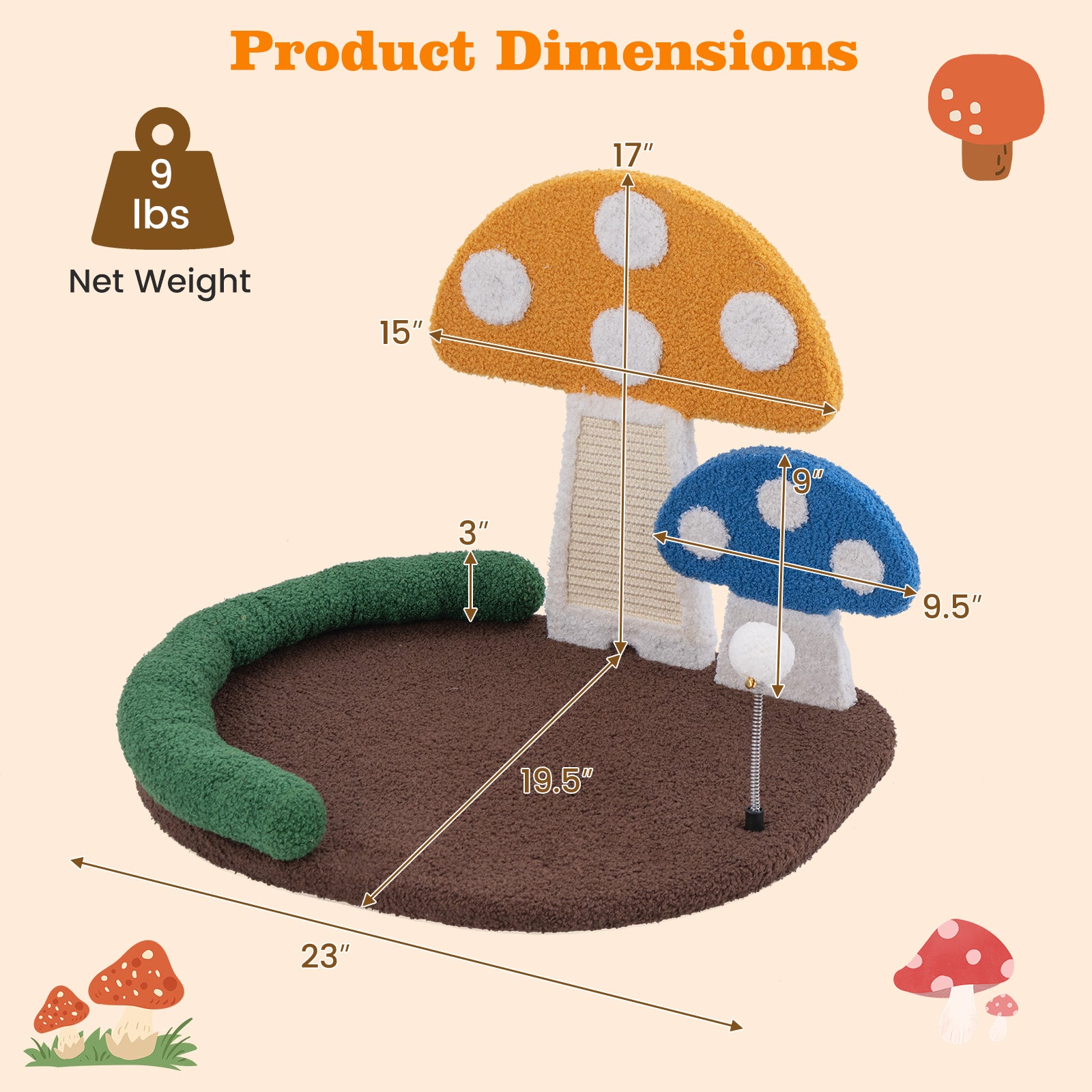 Mushroom Cat Bed Cat Claw Scratcher with Wide Bed and Sisal Scratch Panel Cat - view 5