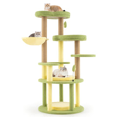 Multi-level Cat Tree Avocado Theme Cat Tower with Wide Perch Rotatable Basket - view 4