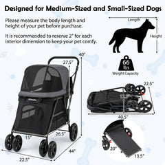 Dog Stroller for Medium Small Senior Elderly Dogs with Dual Entry - view 4