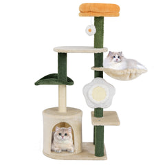 Cute Flower Cat Tree Modern Kitty Tower with Plush Top Perch