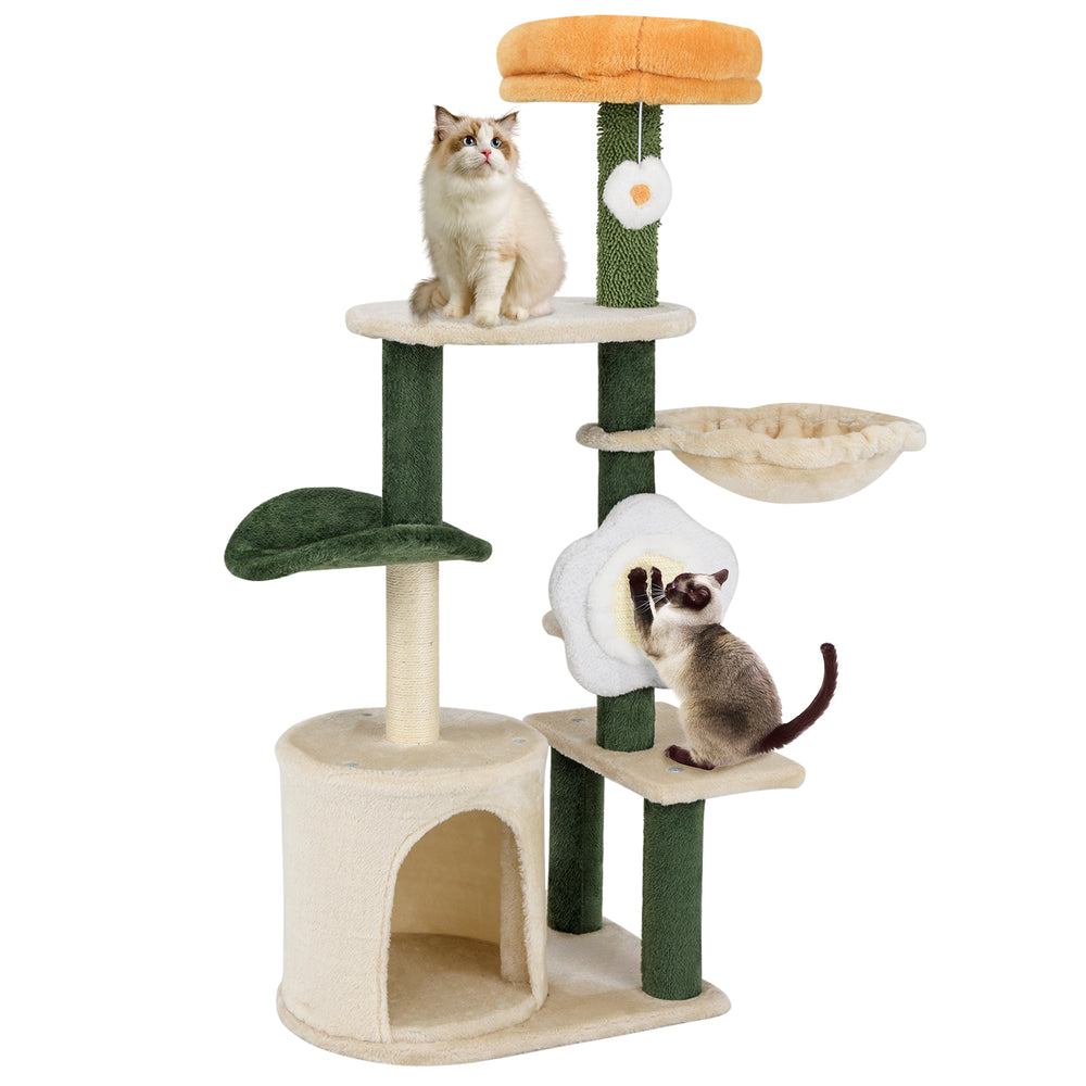 Cute Flower Cat Tree Modern Kitty Tower with Plush Top Perch - view 4