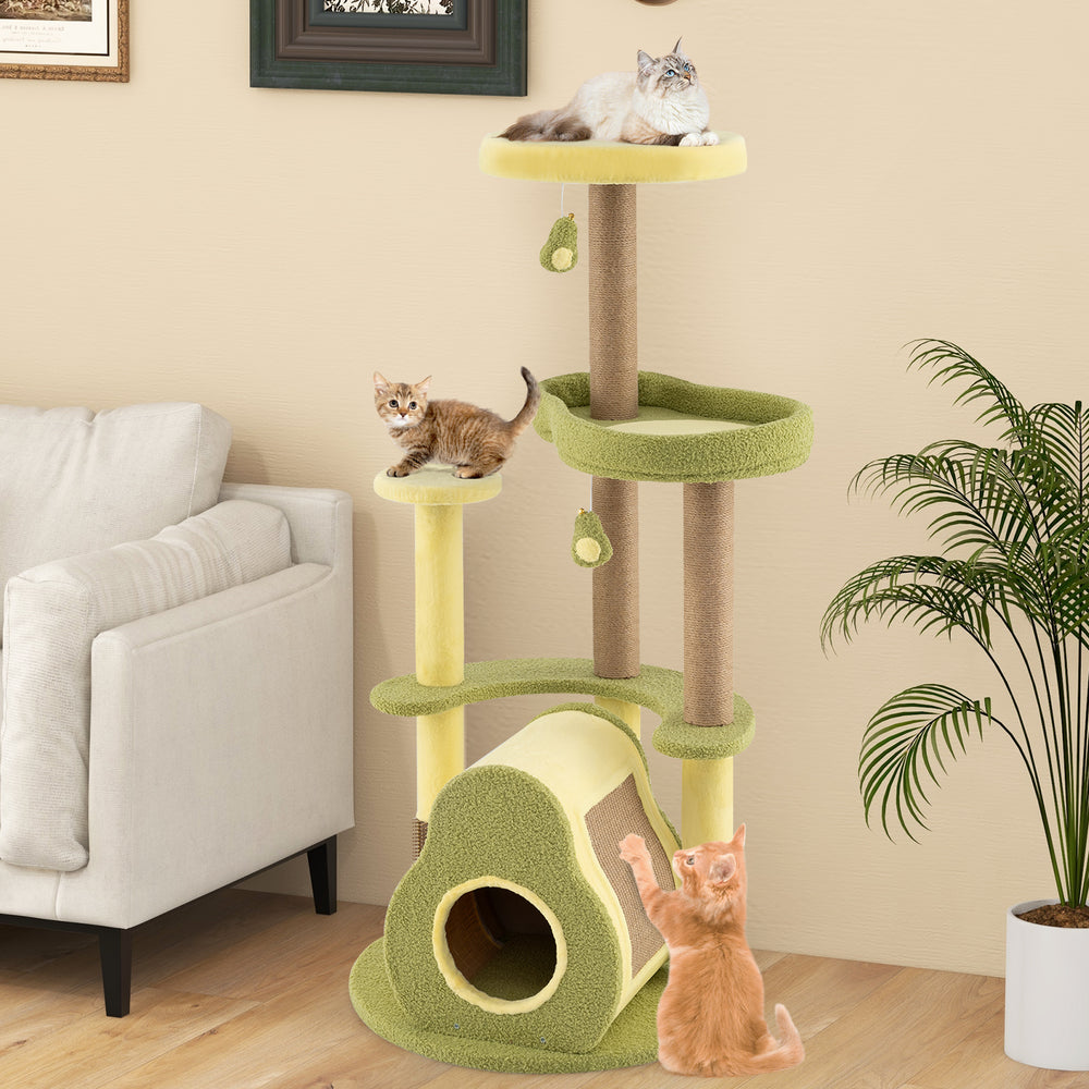 Freestanding Multi-level Avocado Cat Tower with Private Condo Cat Tree - view 2