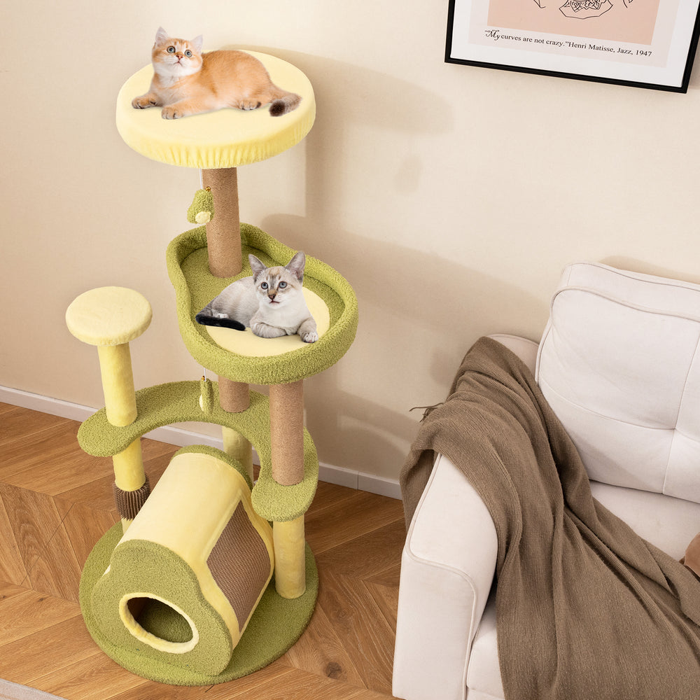 Freestanding Multi-level Avocado Cat Tower with Private Condo Cat Tree - view 3