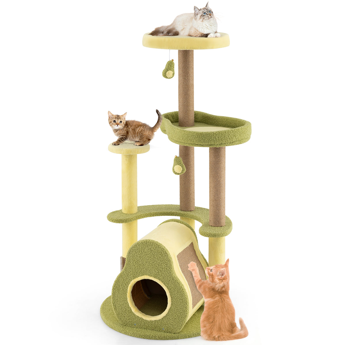Freestanding Multi-level Avocado Cat Tower with Private Condo Cat Tree