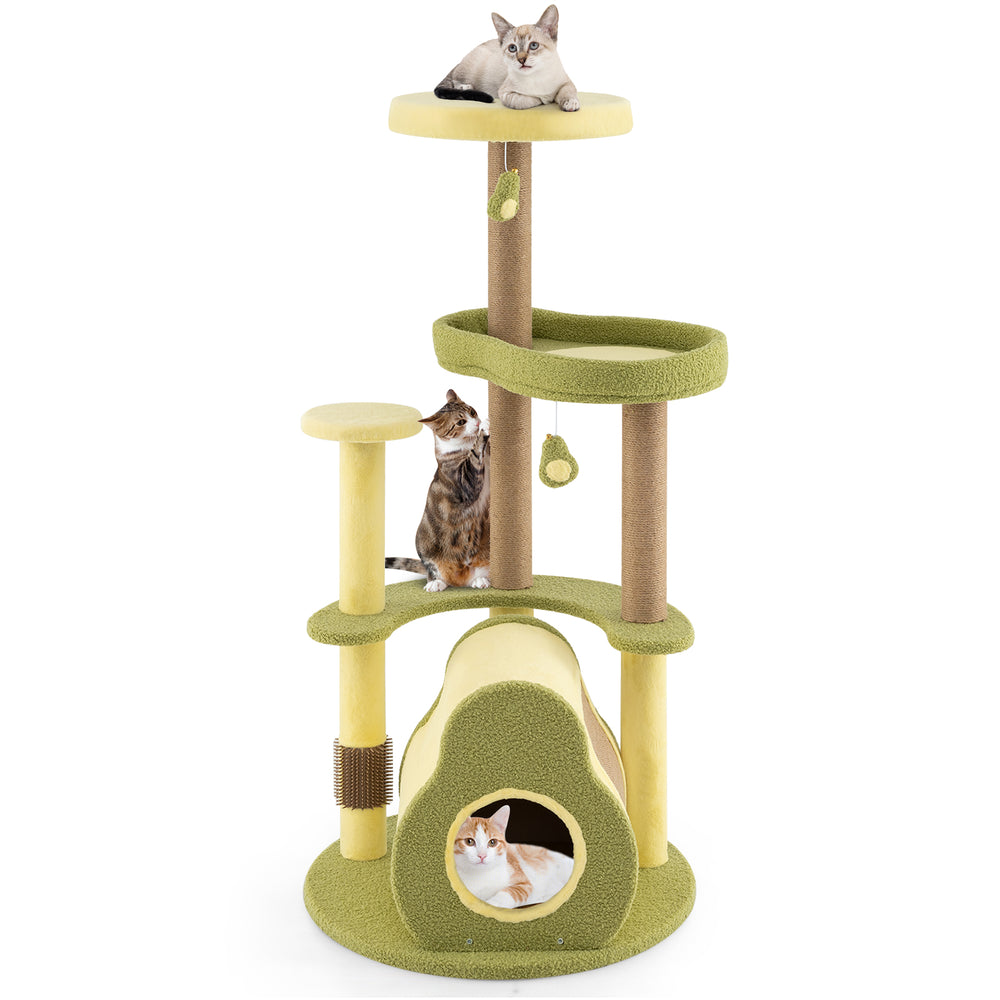 Freestanding Multi-level Avocado Cat Tower with Private Condo Cat Tree - view 4