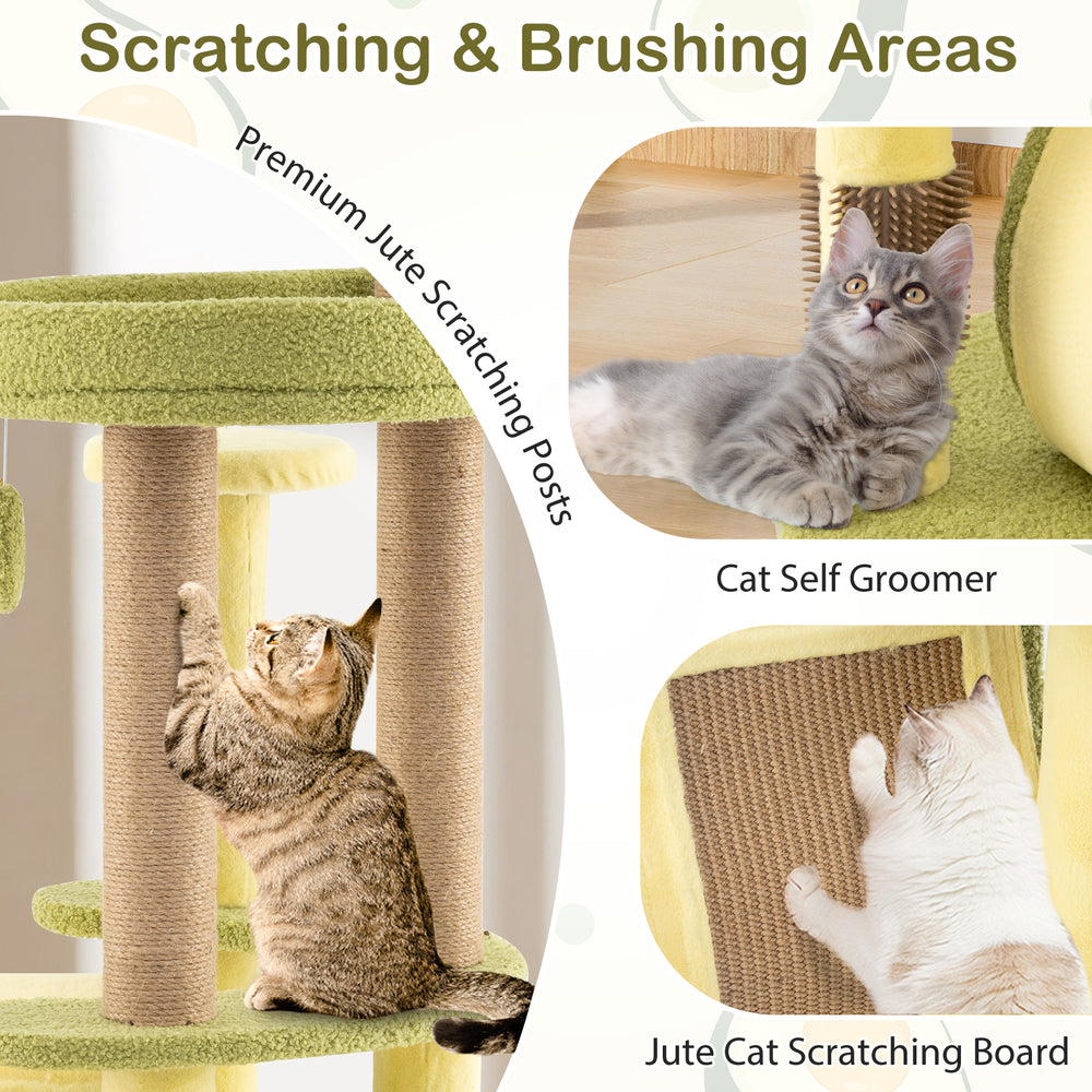 Freestanding Multi-level Avocado Cat Tower with Private Condo Cat Tree - view 6