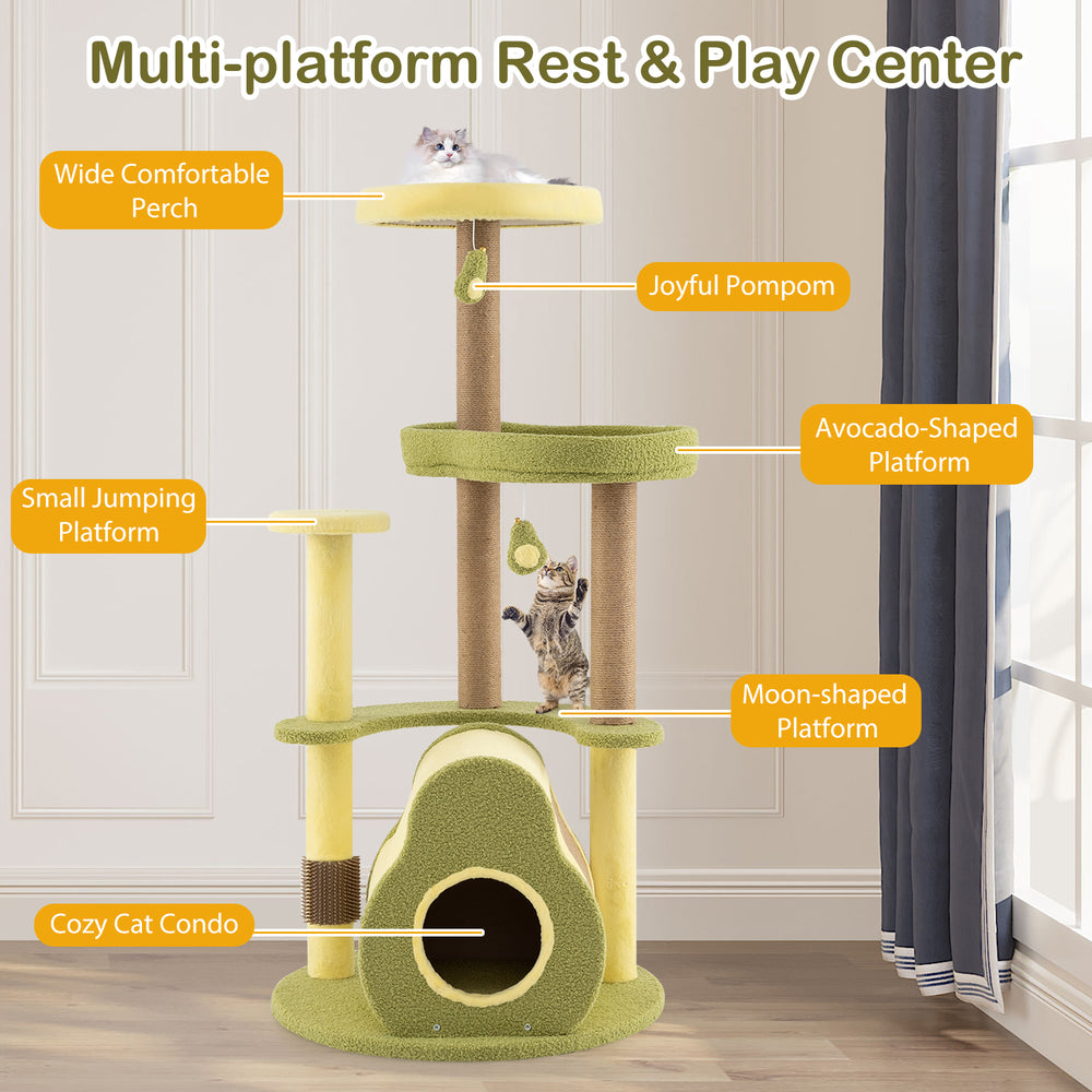 Freestanding Multi-level Avocado Cat Tower with Private Condo Cat Tree - view 8