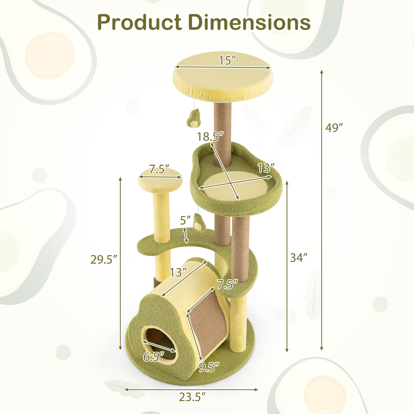 Freestanding Multi-level Avocado Cat Tower with Private Condo Cat Tree - view 5